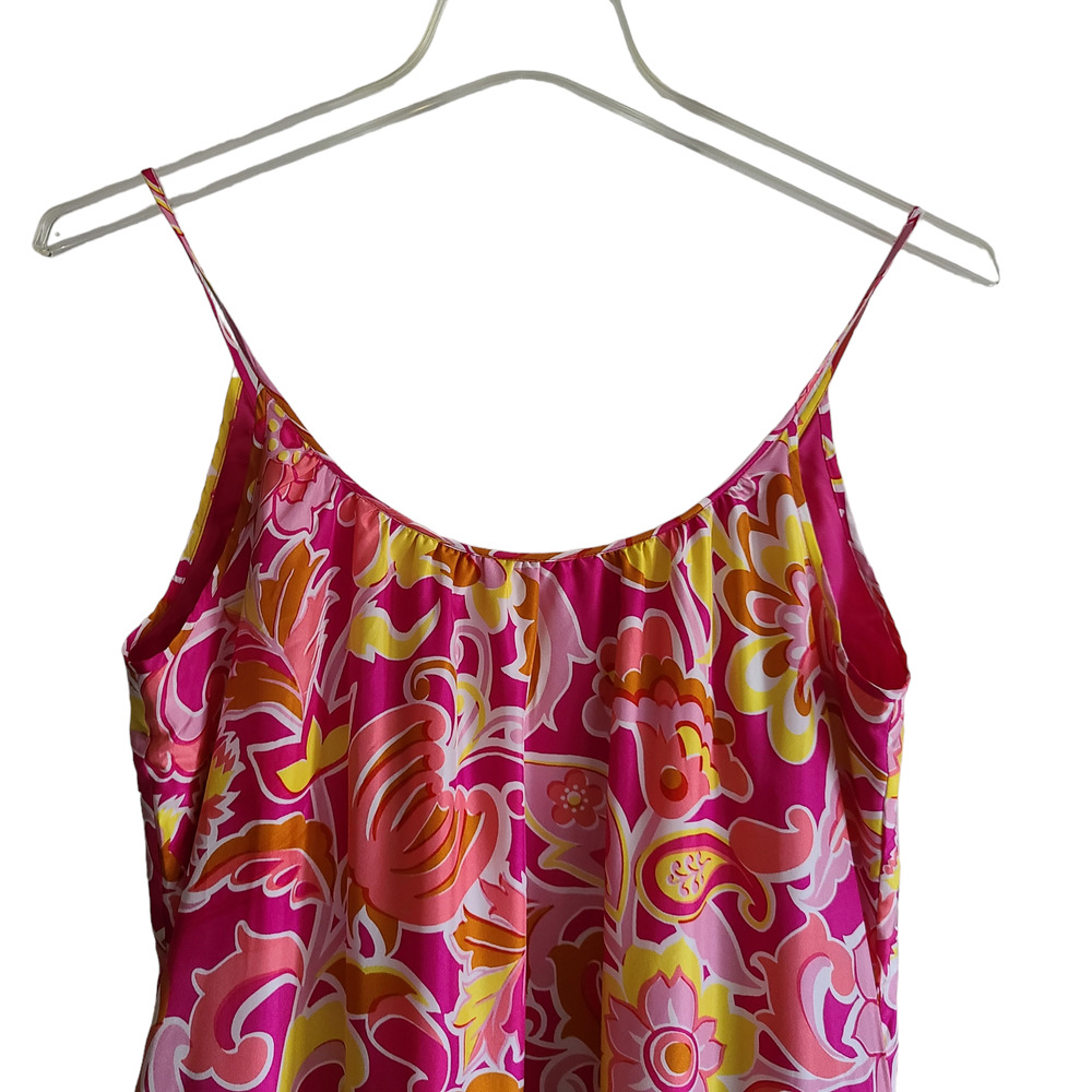 J. CREW 100% Silk Floral Maxi Dress Fuschia Yellow Scoop Neck AP222 Womens 4 NWT - Picture 4 of 14